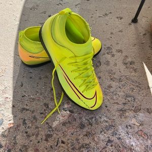 Indoor soccer shoes, neon yellow
